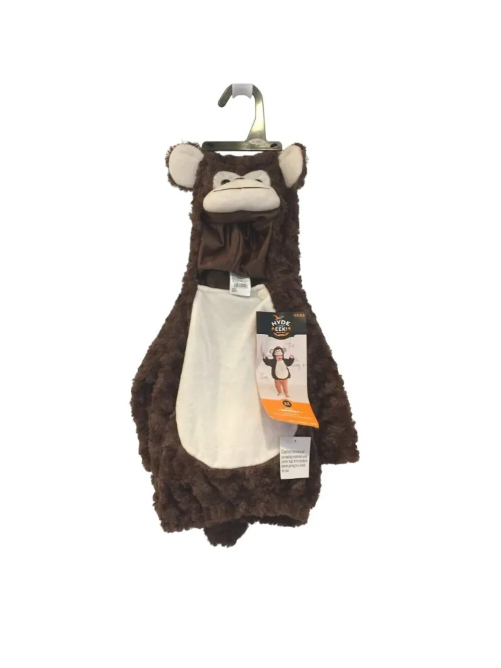 HYDE & EEK! Infant 0-6 Months Monkey Plush Hooded Pullover Brown Cream